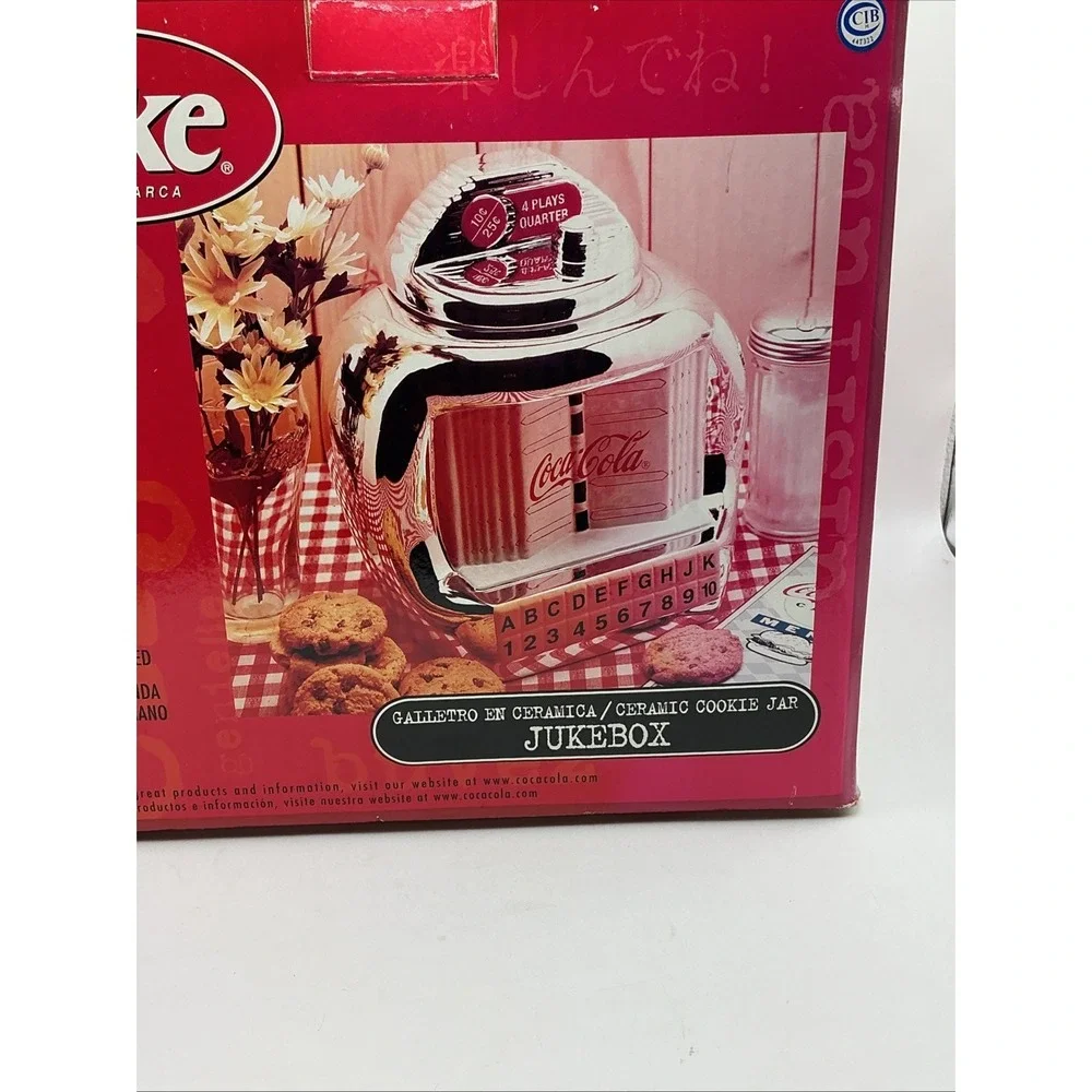 Vintage 2000 Coca-Cola Jukebox Shiny Silver Cookie Jar by Gibson, NIB